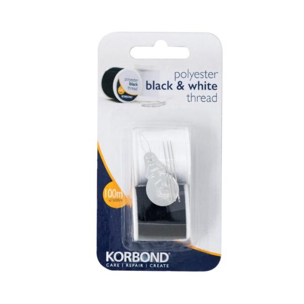חוט פוליאסטר שחור ולבן 100 מ' KORBOND