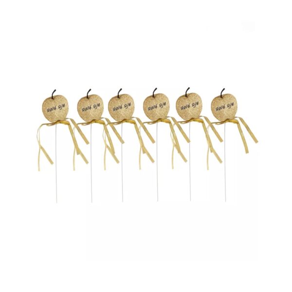 סט 6 חצאי תפוחים שנה טובה זהב