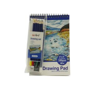 מארז בלוק ציור + עפרונות צבעוניים ומחק