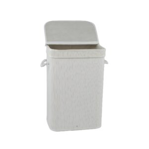 סל כביסה במבוק מרובע לבן