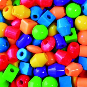 חרוזי פלסטיק ג'מבו מעורב צבעוני 100 יח'