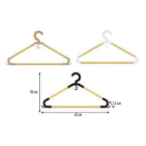 סט 3 קולבי עץ משולבים פלסטיק