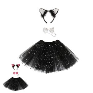 סט חתלתולה שחור נוצץ