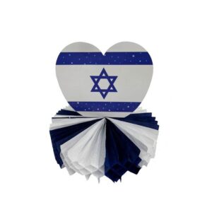 דגל ישראל לב מרכז שולחן 21.5*22 ס"מ