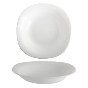 צלחת זכוכית לבנה עמוקה מרובעת 23*3.6 ס"מ