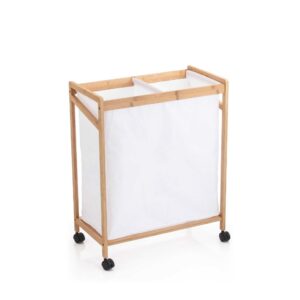 סל כביסה במבוק מחולק+גלגלים