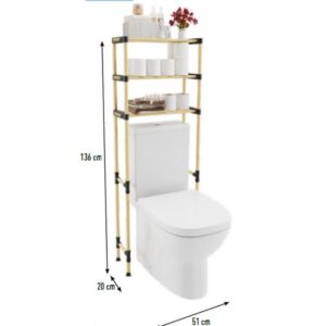 מתקן מדפי עץ מולטי לשירותים