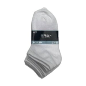 סט 10 זוגות גרביים קצרות לבנות פרש 23-26