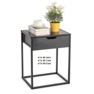 שידת עץ וברזל עם מגירה BLACK