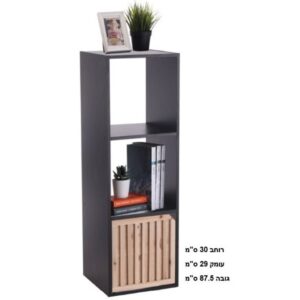 כוורת עץ 3 תאים שחור + דלת