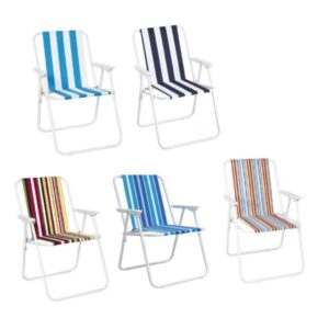 כיסא חוף מתקפל דגם פסים במבחר צבעים.