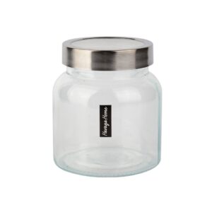 צנצנת זכוכית עם מכסה כסוף