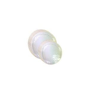 סט 16 צלחות בועות שקוף פס זהב