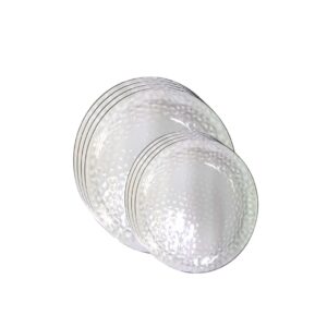 סט 16 צלחות בועות שקוף פס כסף