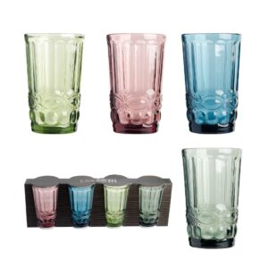 סט 4 כוסות זכוכית צבעוניות