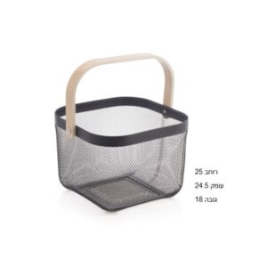 סל רשת מרובע עם ידיות במבוק