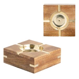 מאפרה מעוצבת מעץ בשילוב זהב