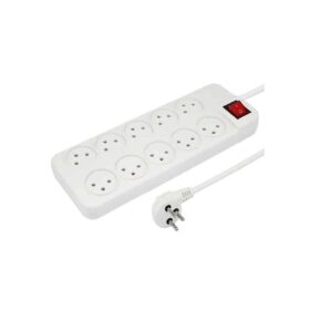 רב שקע 10 שקעים+ מפסק מואר