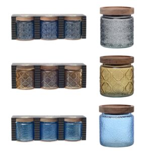 סט 3 צנצנות זכוכית בצבעים שונים