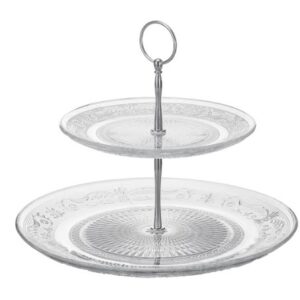 מגש אירוח 2 קומות מזכוכית