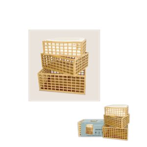 סט שלושה ארגזי איחסון במבו