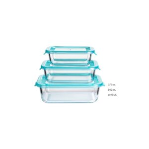 סט 3 קופסאות זכוכית מלבניות