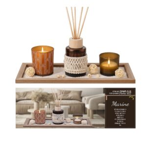 סט אווירה במגש עץ מלבני