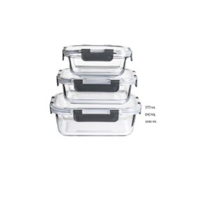 סט 3 קופסאות זכוכית מלבניות