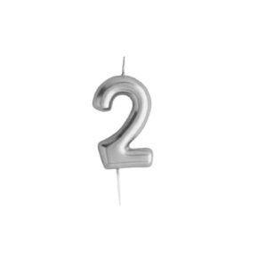 נר ספרה 2 בצבע כסף