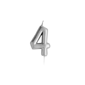 נר ספרה 4 בצבע כסף
