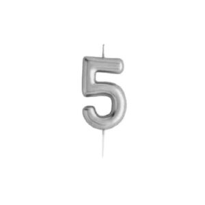 נר ספרה 5 בצבע כסף