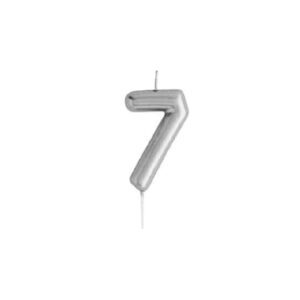 נר ספרה 7 בצבע כסף