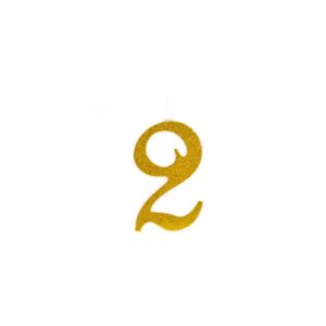 נר ענק ספרה 2 זהב נצנצים