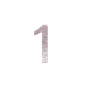 נר ספרה 1 גדול - לבן כסף נוצץ