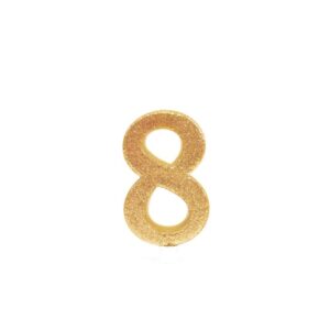 נר ספרה 8 גדול - לבן זהב נוצץ