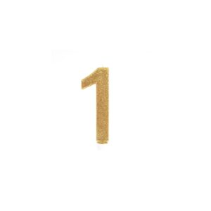 נר ספרה 1 גדול - לבן זהב נוצץ