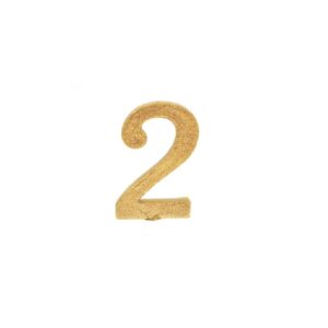 נר ספרה 2 גדול - לבן זהב נוצץ