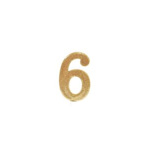 נר ספרה 6 גדול - לבן זהב נוצץ