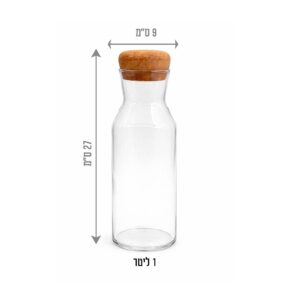קראף זכוכית 1 ליטר עם פקק שעם